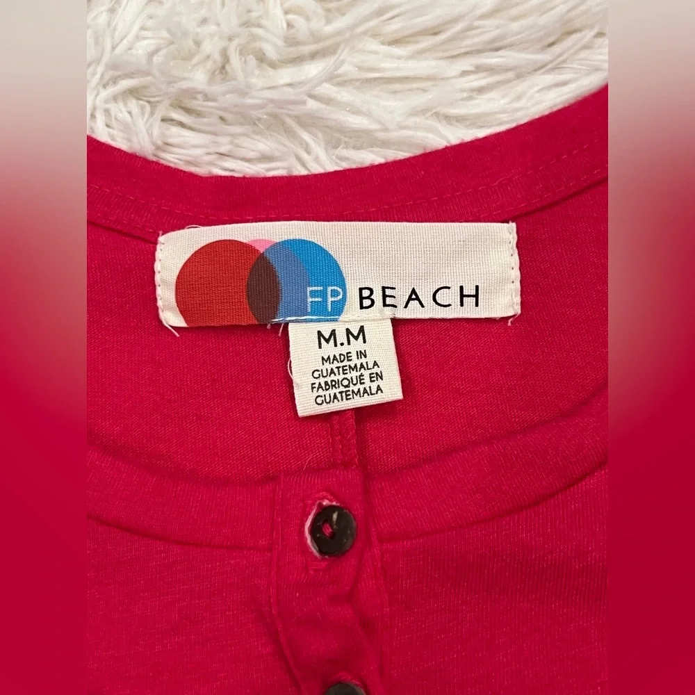 *AS IS* Free People Beach Miles‎ Of Henley Mini Dress Medium Pink Long Sleeve
